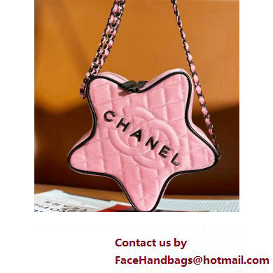 chanel Satin & Black Metal pink & Black AS4579 star handbag 2024